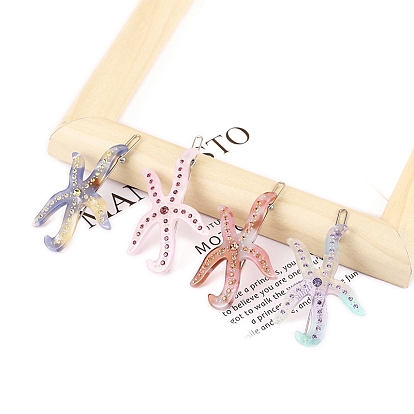 Заколки для волос из ацетата целлюлозы со стразами, морская звезда