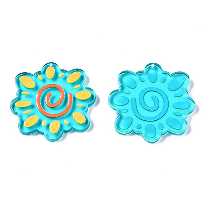 Pendentifs en acrylique translucide, 3 j imprimé, fleur