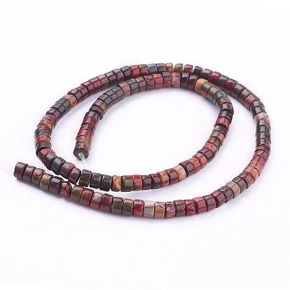 Natural Picasso Stone/Picasso Jasper Beads Strands, Flat Round/Disc
