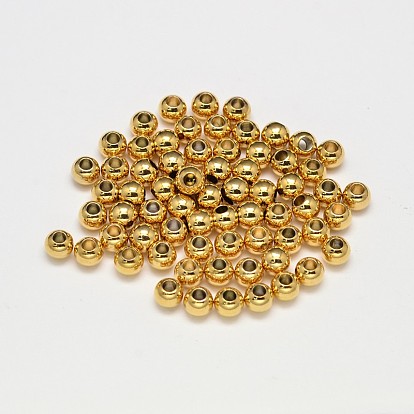 Rack Plating and Vacuum Plating Brass Round Spacer Beads, 5mm, Hole: 1.5mm