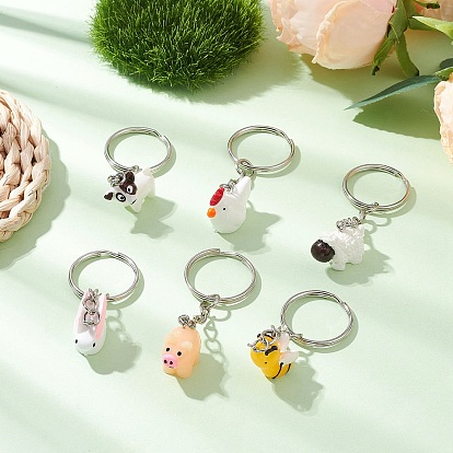 Брелок из непрозрачной смолы, с железными разрезными брелоками, животная тема