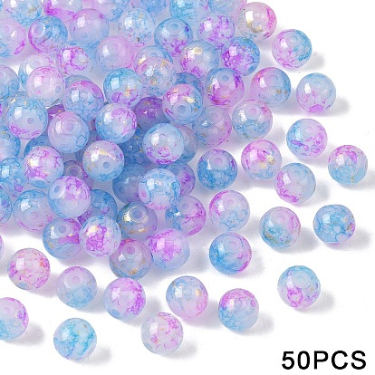 Стеклянные бусины из имитации нефрита, круглые, золотой фольгой