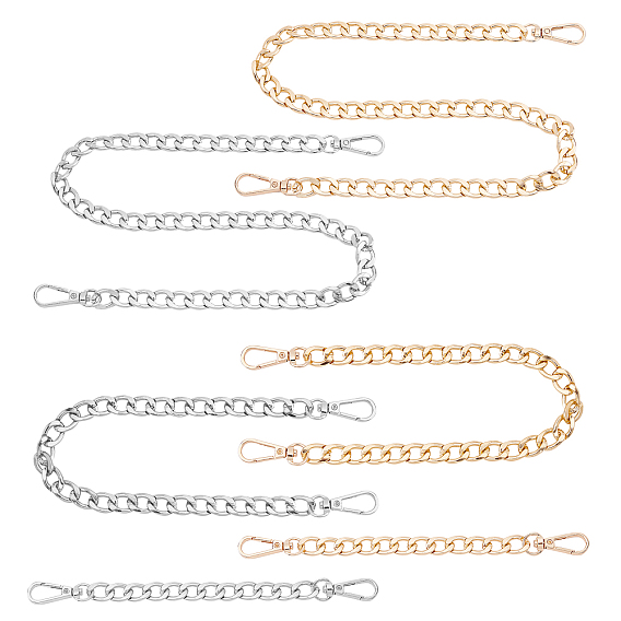 Bag Strap Chains, with Aluminum Curb Link Chains and Alloy Swivel Clasps