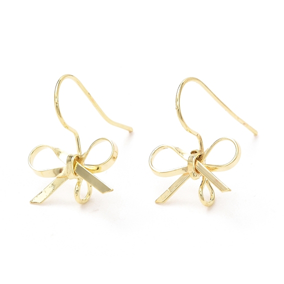 24Pcs Brass Stud Earring Findings, with Loop, Bowknot, with 40Pcs Plastic Ear Nuts