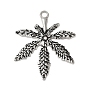 Alloy Enamel Pendant, with Rhinestones, Leaf