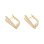 V-shaped Rack Plating Brass Hoop Earring Findings, with Horizontal Loop, Long-Lasting Plated, Cadmium Free & Lead Free