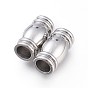 304 Stainless Steel Magnetic Clasps with Glue-in Ends, Column, 18x9mm, Hole: 5.5mm