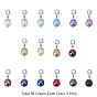48 piezas 16 colgante de perlas de cristal redondo de colores, con cierre de pinza de langosta de latón y abalorios de aleación