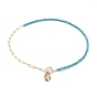Pendant Necklaces, with Synthetic Turquoise Beads, Brass Paperclip Chains, 304 Stainless Steel Pendants and Toggle Clasps, Cowrie Shell Shape