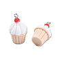 Opaque Resin Pendants, Imitation Food, with Platinum Plated Iron Loop, Cake