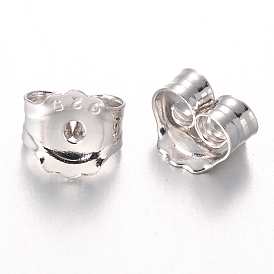 Sterling Silver Ear Nuts, 4x5x3mm, Hole: 1mm