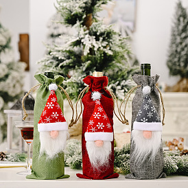Haobei Christmas decorations forest old man linen wine bottle bag creative faceless doll wine bottle bag red wine set