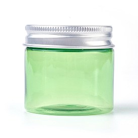 Empty PET Plastic Refillable Cream Jar, Portable Cosmetic Containers, with Aluminum Screw Cap