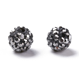 Bolas de discoteca, Abalorios de rhinestone de arcilla polímero, rondo, pp 13 (1.9~2 mm), 5 hileras de diamantes de imitación, 8 mm, agujero: 1 mm