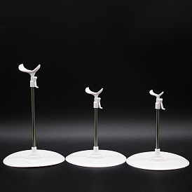 Adjustable Plastic Doll Stand Support, with Stainless Steel Increased Stick, for Mini Dolls Display Holder