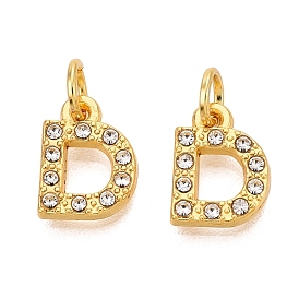 Rack Plating Alloy Rhinestone Pendants, Cadmium Free & Lead Free, 26 Letter