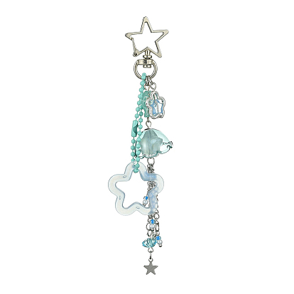 Llaveros colgantes de acrílico y vidrio, Con aleaciones y hallazgos de hierro, para la decoración del bolso de la llave del coche, flor y estrella y medusa