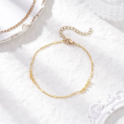 Браслеты из латунных звеньев в форме сердца и круглых бусин для женщин