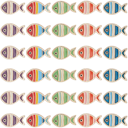 30шт 5 цвета aolly эмалевые бусины, золотые, рыба