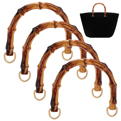 Ручки для сумок из пластика с имитацией бамбука, жесткие ручки сумки, с железными d-кольцами