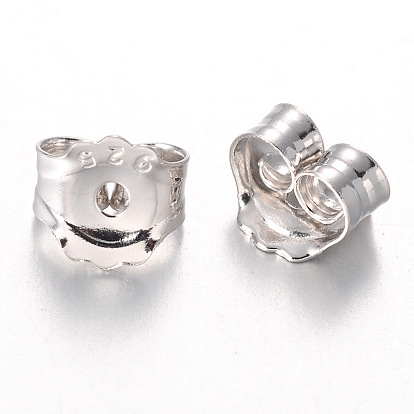 Sterling Silver Ear Nuts, 4x5x3mm, Hole: 1mm