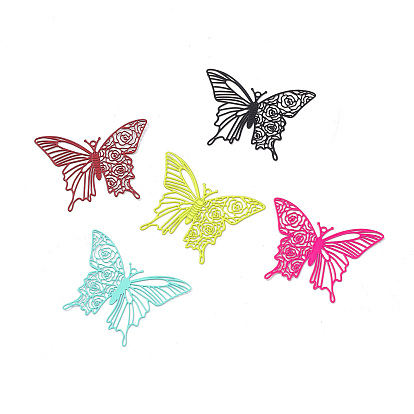 Spray Painted 430 Stainless Steel Pendants, Etched Metal Embellishments, Butterfly