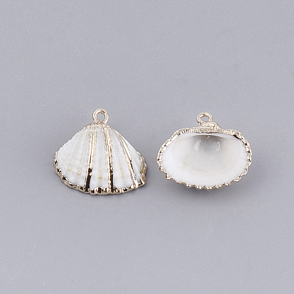 Electroplate Sea Shell Pendants, with Iron Findings, Golden