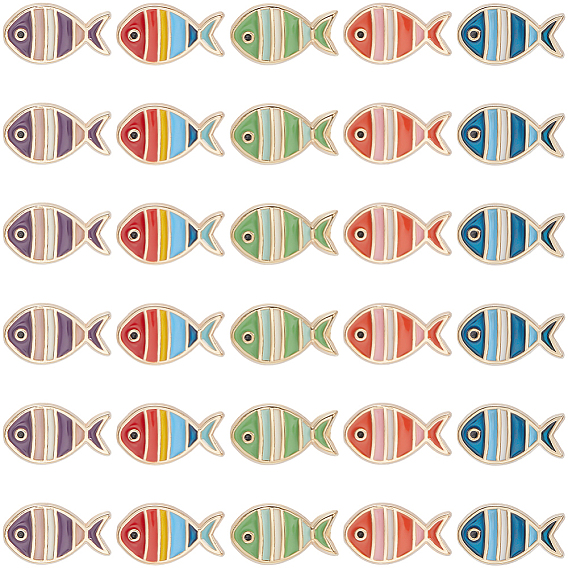 30шт 5 цвета aolly эмалевые бусины, золотые, рыба