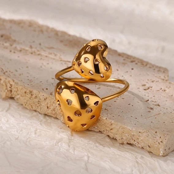 304 открытая манжета из нержавеющей стали для женщин, сердце