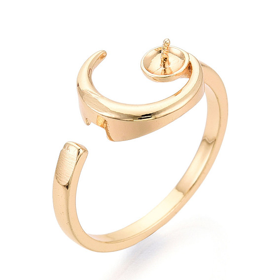 Оправы для колец-манжет из лунной латуни с микропаве из прозрачного кубического циркония, за половину пробурено бисера