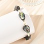 Natural Abalone Shell/Paua Shell Beaded Bracelets, with Natural Cultured Freshwater Pearl Beads and Electroplate Non-magnetic Synthetic Hematite Beads