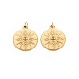 Ion Plating(IP) 304 Stainless Steel Pendant Rhinestone Settings, with Jump Rings, Flat Round, Flat Round