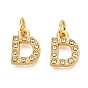 Rack Plating Alloy Rhinestone Pendants, Cadmium Free & Lead Free, 26 Letter