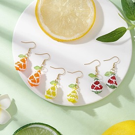 Серьги-подвески в виде фруктов из стеклянных бусин ручной работы, с 304 нержавеющей стали серьги крючки, золотые