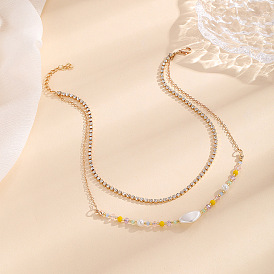 Collier bohème diamant multicouche pour femme - bijoux chaîne de luxe minimaliste