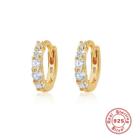 Luxury Diamond-Encrusted Sterling Silver Circle Earrings Fashion Ear Jewelry