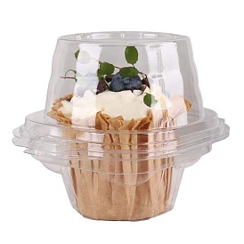 Boîte d'emballage de cupcake en papier, boîte en plastique transparente, ronde