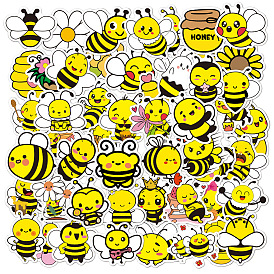 50Pcs PVC Self-Adhesive Cartoon Bees Stickers, Waterproof Insect Decals for Party Decorative Presents