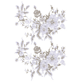 2 шт. цветочные полиэстеровые заплатки с вышивкой из пластиковых жемчужин, аксессуары для одежды