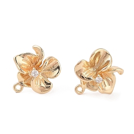 Brass Stud Earring Findings, Flower