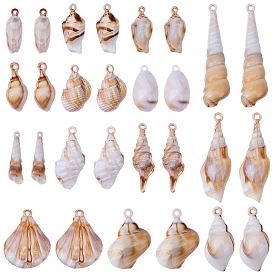 56шт 14 стили непрозрачные акриловые подвески, имитация драгоценных камней стили, подвески в форме ракушек