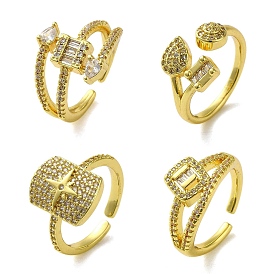 Brass with Cubic Zirconia Rings, Real 18K Gold Plated
