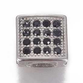 304 Stainless Steel Slide Charms, with Rhinestone, Rectangle