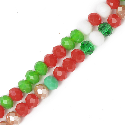 Christmas Theme Glass Beads Strands, Faceted, Abacus
