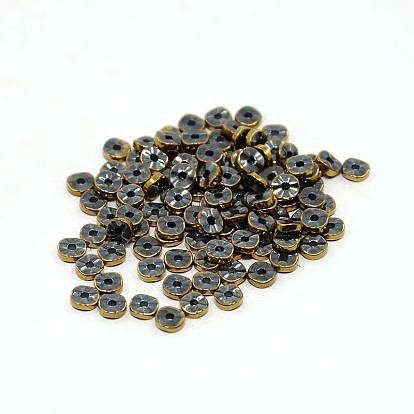 Electroplate Non-magnetic Synthetic Hematite Beads Strands, Wavy, Flat Round, 4x1mm, Hole: 1mm, about 358pcs/strand, 15.7 inch