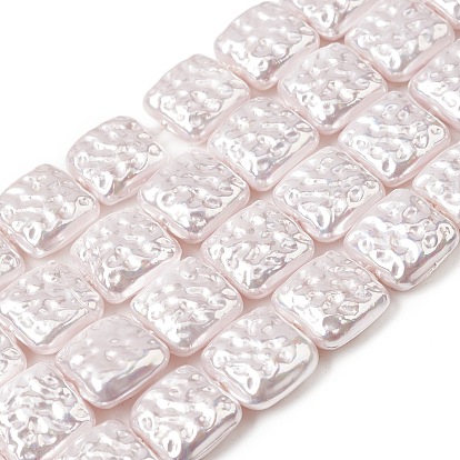 Нити бусин из гальванизированного непрозрачного стекла, имитирующие жемчуг, квадратный