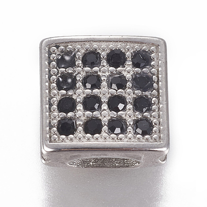 304 Stainless Steel Slide Charms, with Rhinestone, Rectangle