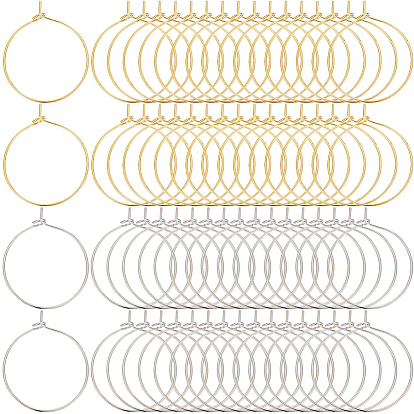 200 шт 2 цвета латунные кольца-шармы для бокалов вина, Обручальные серьги, без никеля 