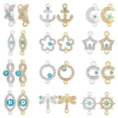Alloy Rhinestone Links/Connectors, Mixed Shapes, Crystal