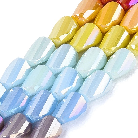 Electroplate Opaque Glass Beads Strands, Twist, Faceted